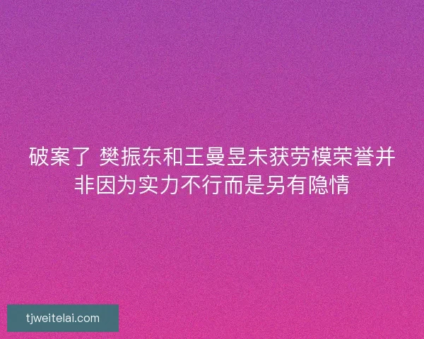 破案了 樊振东和王曼昱未获劳模荣誉并非因为实力不行而是另有隐情 破案了 樊振东和王曼昱未获劳模荣誉并非因为实力不行而是另有隐情