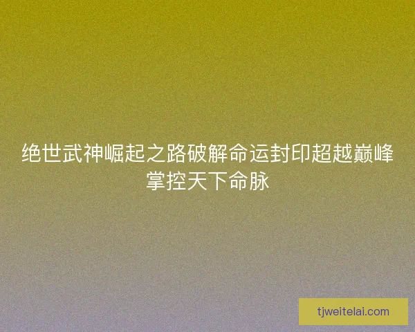 绝世武神崛起之路破解命运封印超越巅峰掌控天下命脉