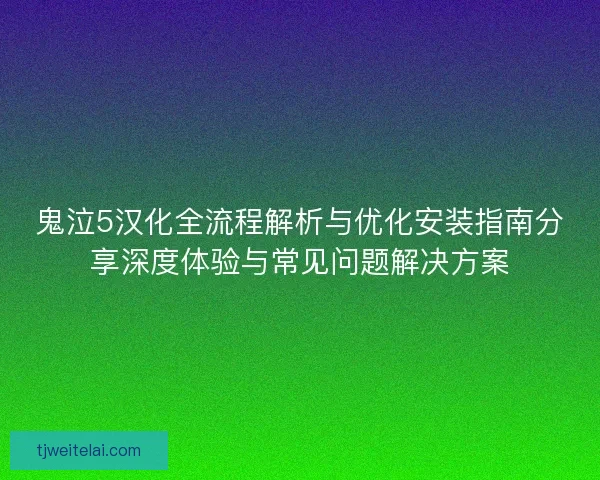 鬼泣5汉化全流程解析与优化安装指南分享深度体验与常见问题解决方案