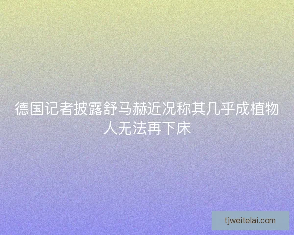 德国记者披露舒马赫近况称其几乎成植物人无法再下床