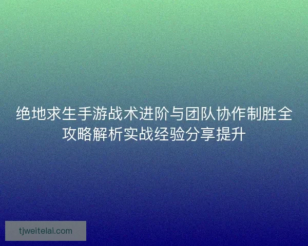 绝地求生手游战术进阶与团队协作制胜全攻略解析实战经验分享提升